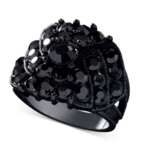 NWT Guess Jet Black Crystal Accent Ring size 8